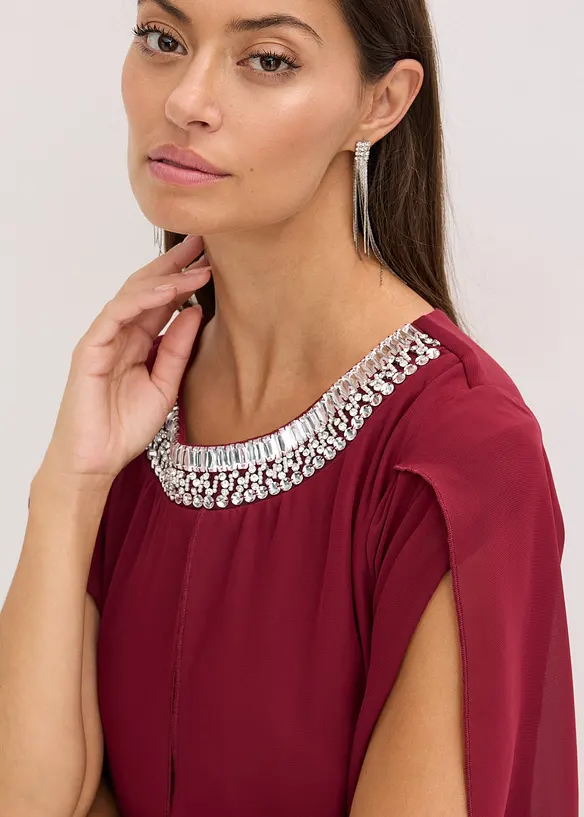 Abito in chiffon con applicazione di strass, bonprix