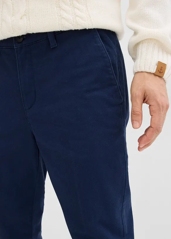 Pantaloni chino con fodera termica in flanella regular fit, tapered, bonprix