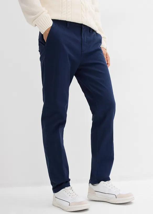 Pantaloni chino con fodera termica in flanella regular fit, tapered, bonprix