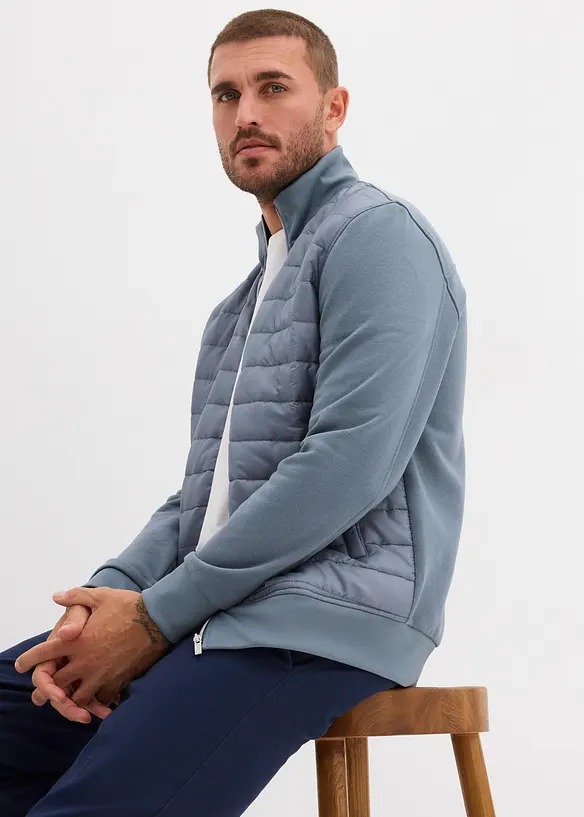 Felpa con zip in materiale misto, bonprix