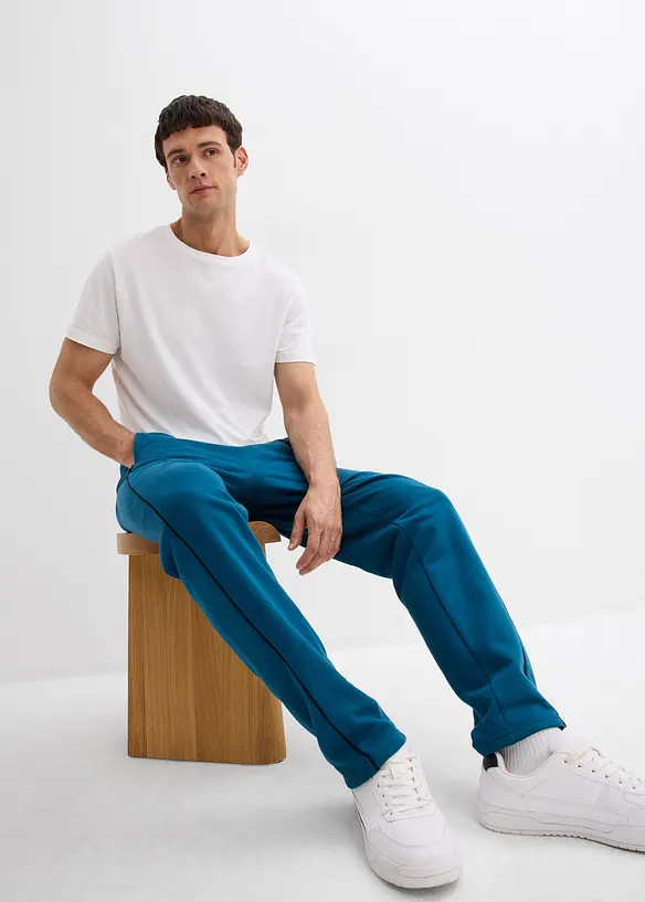 Pantaloni in felpa con dettagli a contrasto in puro cotone, bonprix