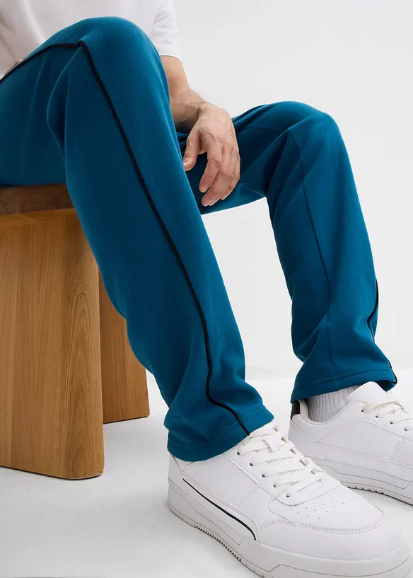 Pantaloni in felpa con dettagli a contrasto in puro cotone, bonprix