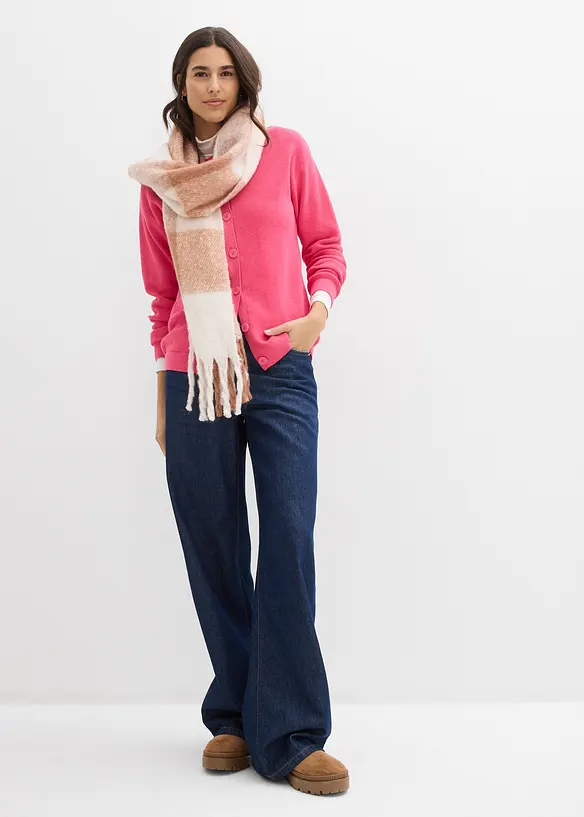 Cardigan girocollo in filato fine, bonprix