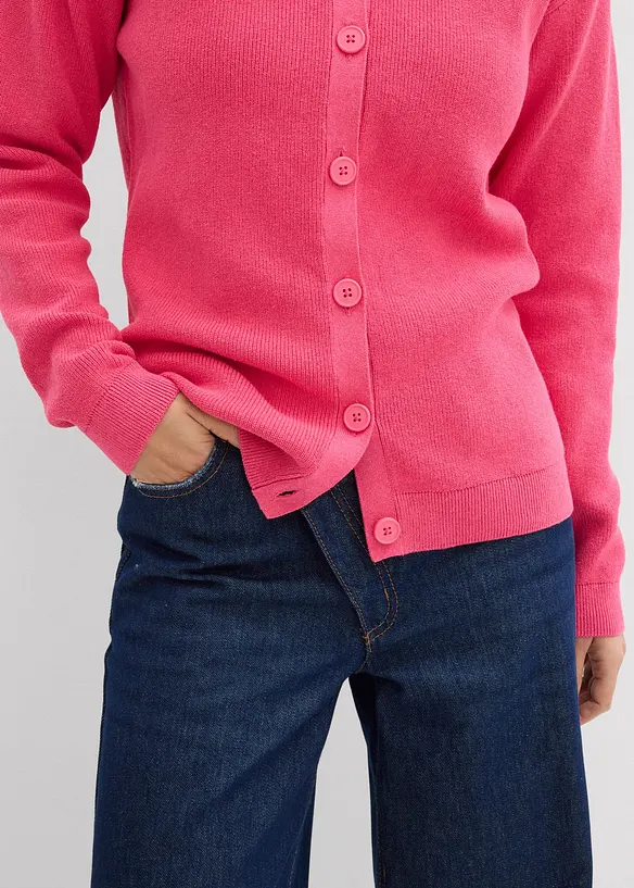 Cardigan girocollo in filato fine, bonprix