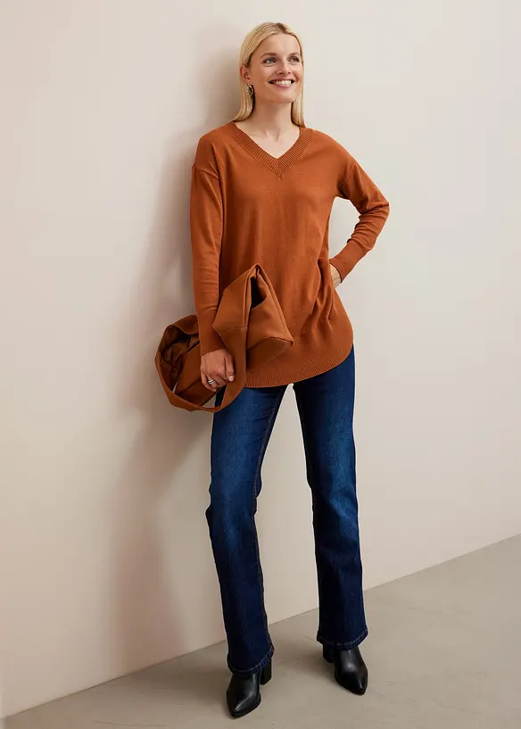 Jeans bootcut elasticizzati, vita media, bonprix