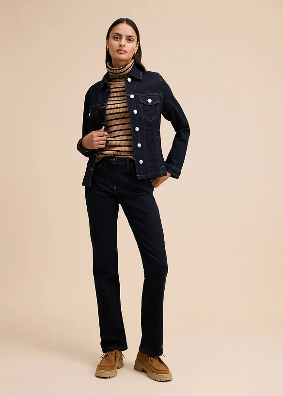 Jeans straight elasticizzati, vita media, bonprix