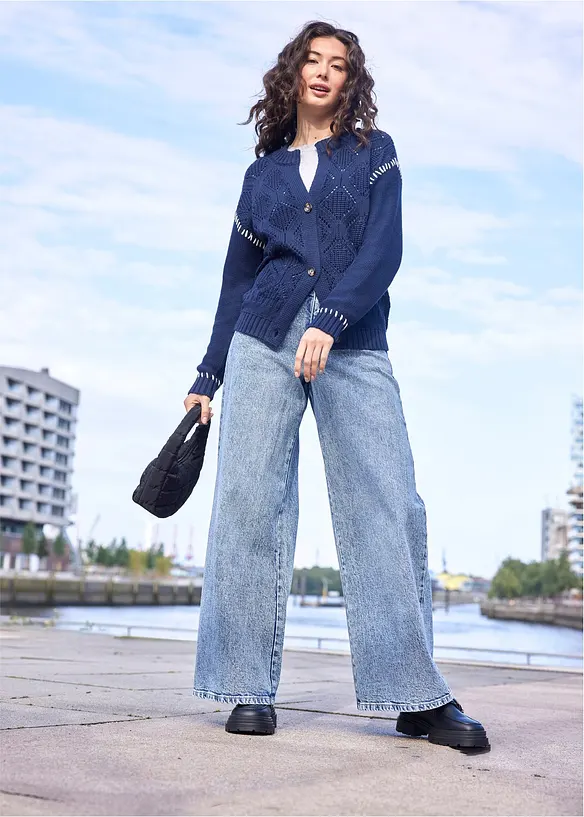 Jeans wide leg, vita alta, bonprix