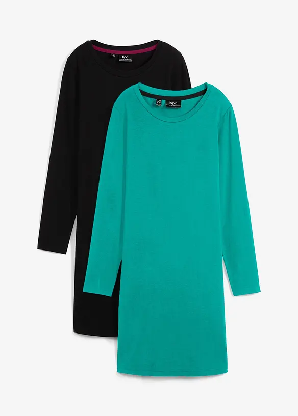 Abito in jersey aderente (pacco da 2), bonprix