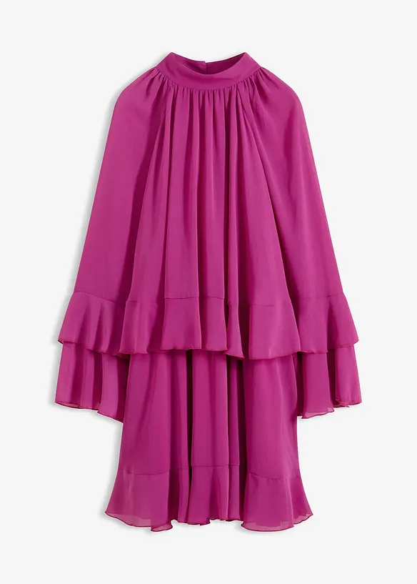 Abito in chiffon con volant, bonprix