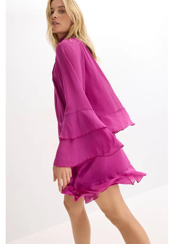 Abito in chiffon con volant, bonprix