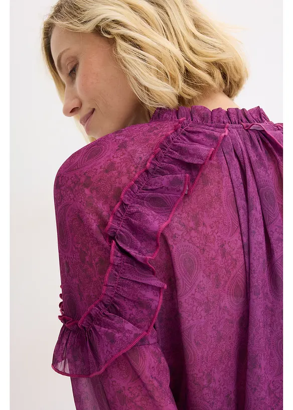 Blusa in chiffon con ruches, bonprix
