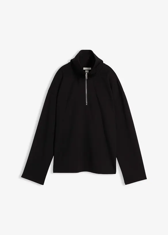 Maglione con mezza zip in misto viscosa, bonprix