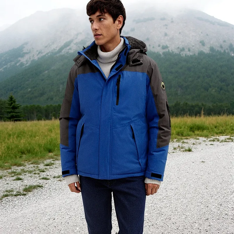 Uomo - Giacca tecnica impermeabile con fodera in pile morbido - Bluette / grigio ardesia