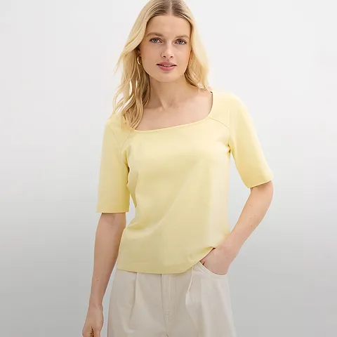 Maglietta Estiva Tunica Da Donna A Maniche Corte: Tinta Unita Blu, Taglia XL, Con Tasche, Look Casual - 2