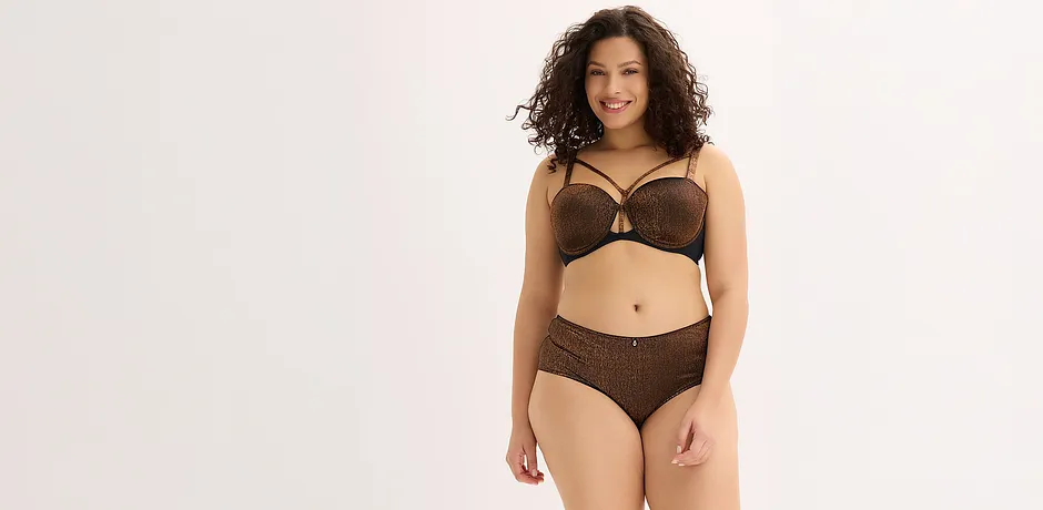 Elegante biancheria intima marrone luccicante