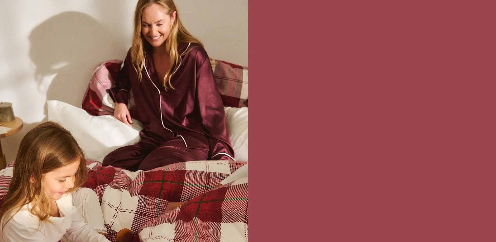 Casa - Biancheria da letto a quadri - Rosso / crema