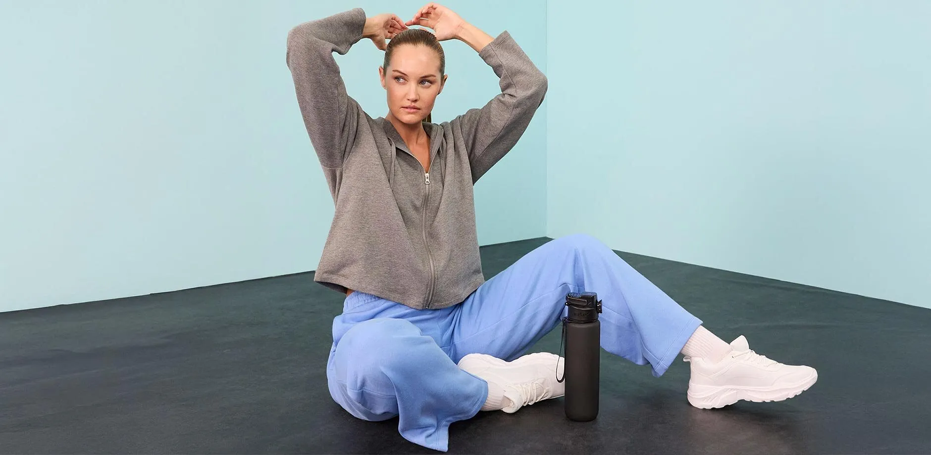 Di tendenza - Felpa con zip in puro cotone biologico - Grigio melange