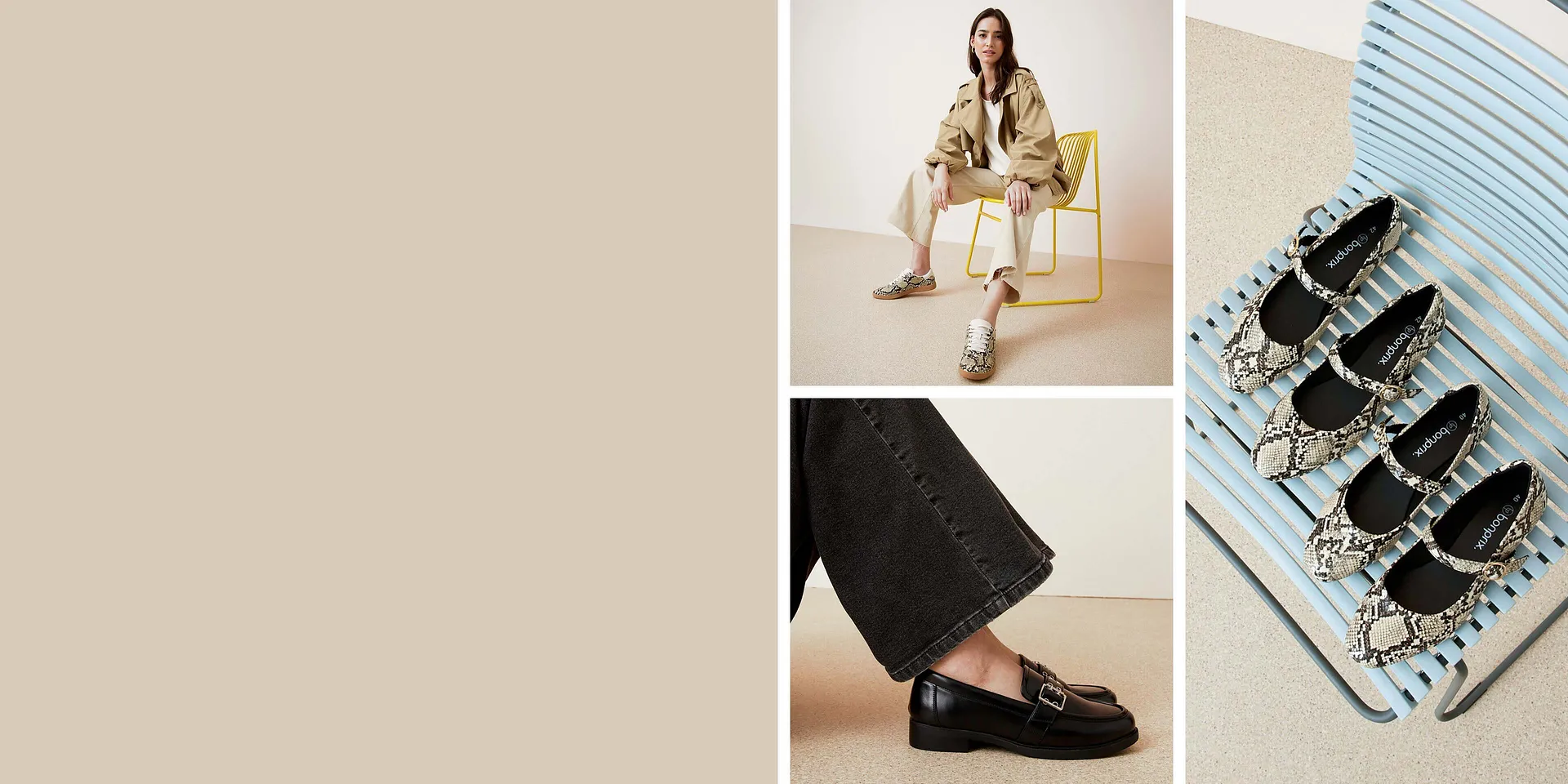 Sneaker casual, mocassini eleganti e ballerine fantasia.