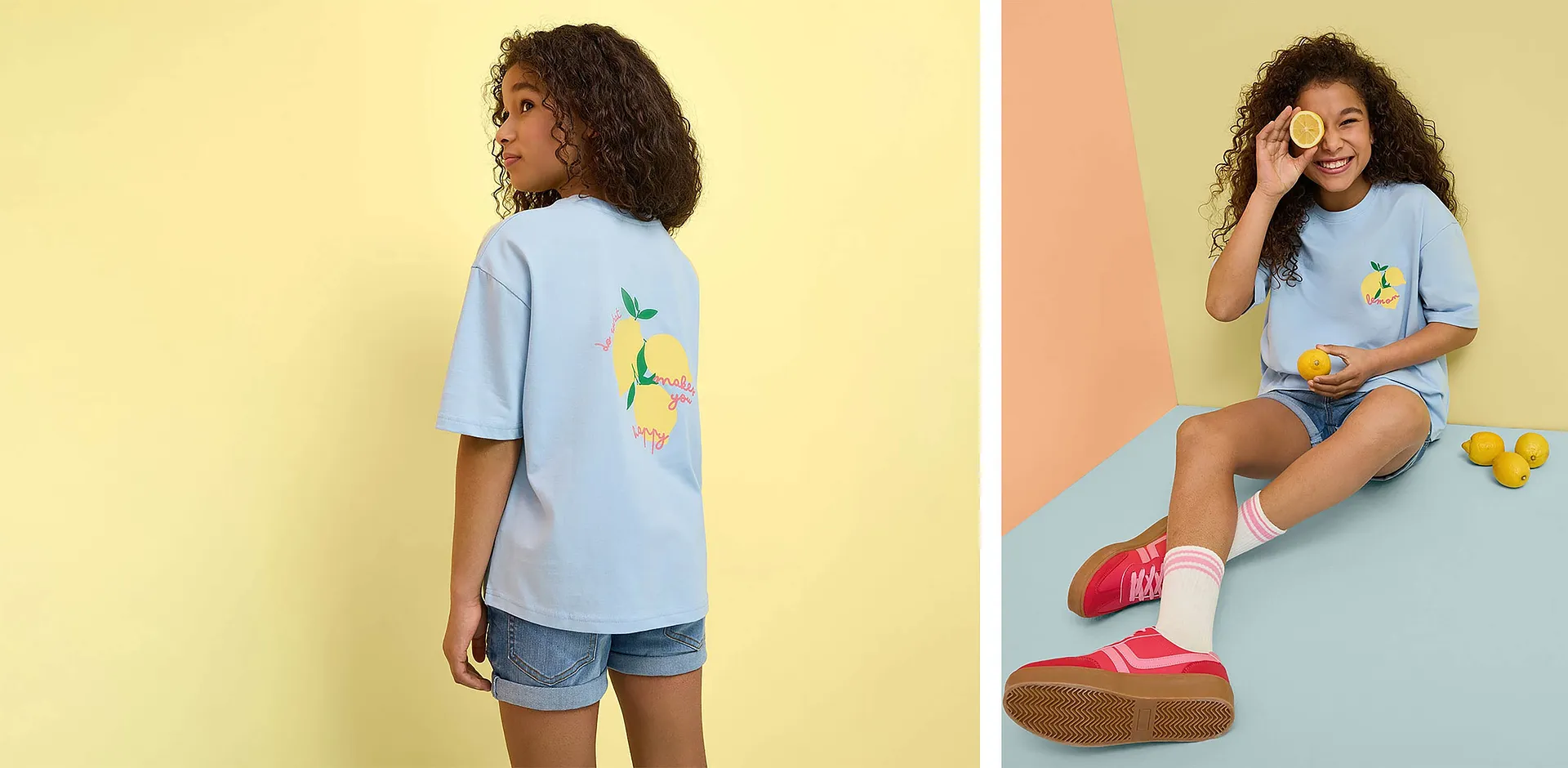 Bambini - Maxi maglia in puro cotone biologico - Azzurro con stampa