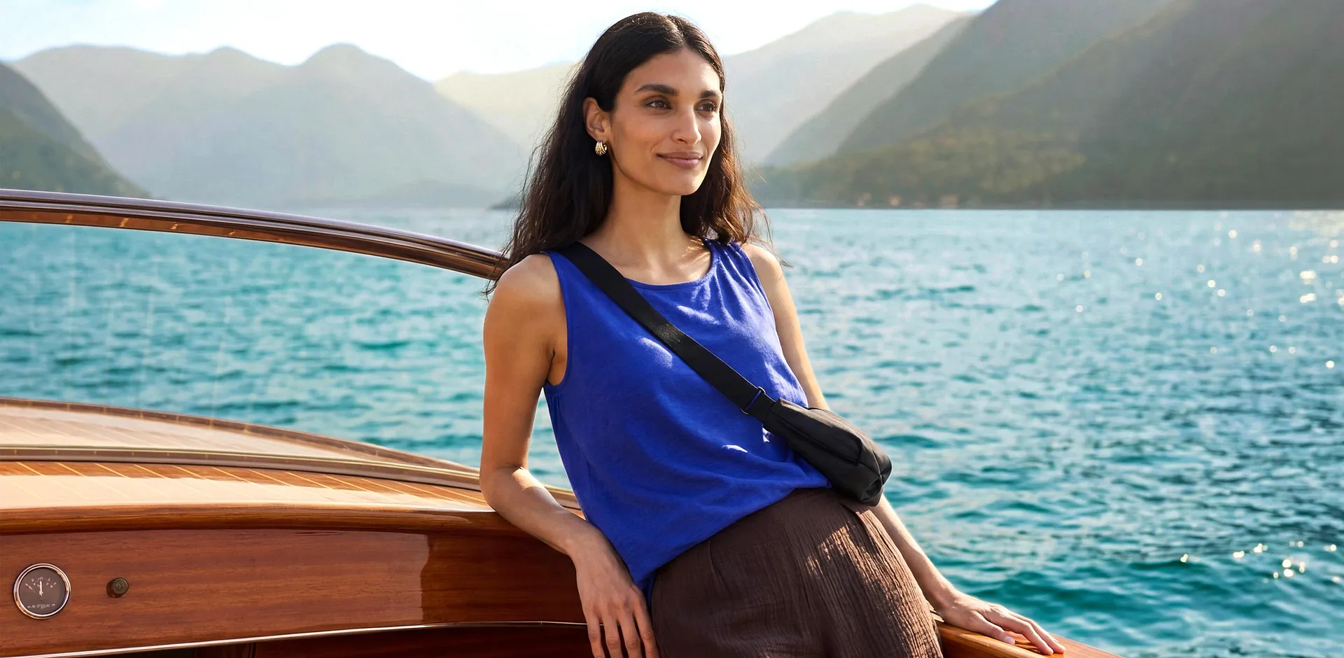 Donna - Top in puro cotone biologico - Blu cobalto