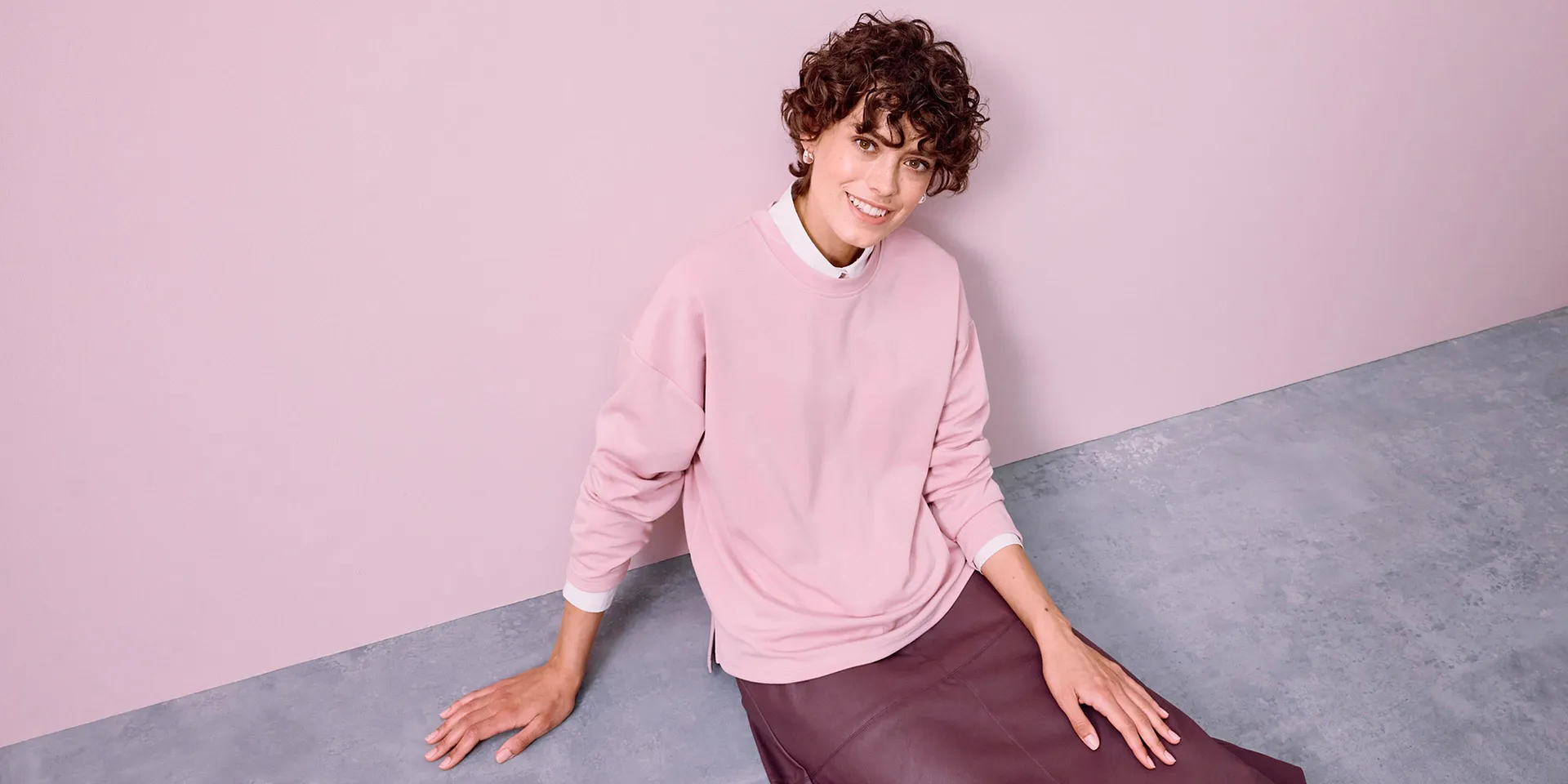 Donna - Felpa oversize in misto viscosa - Rosa fum&eacute;