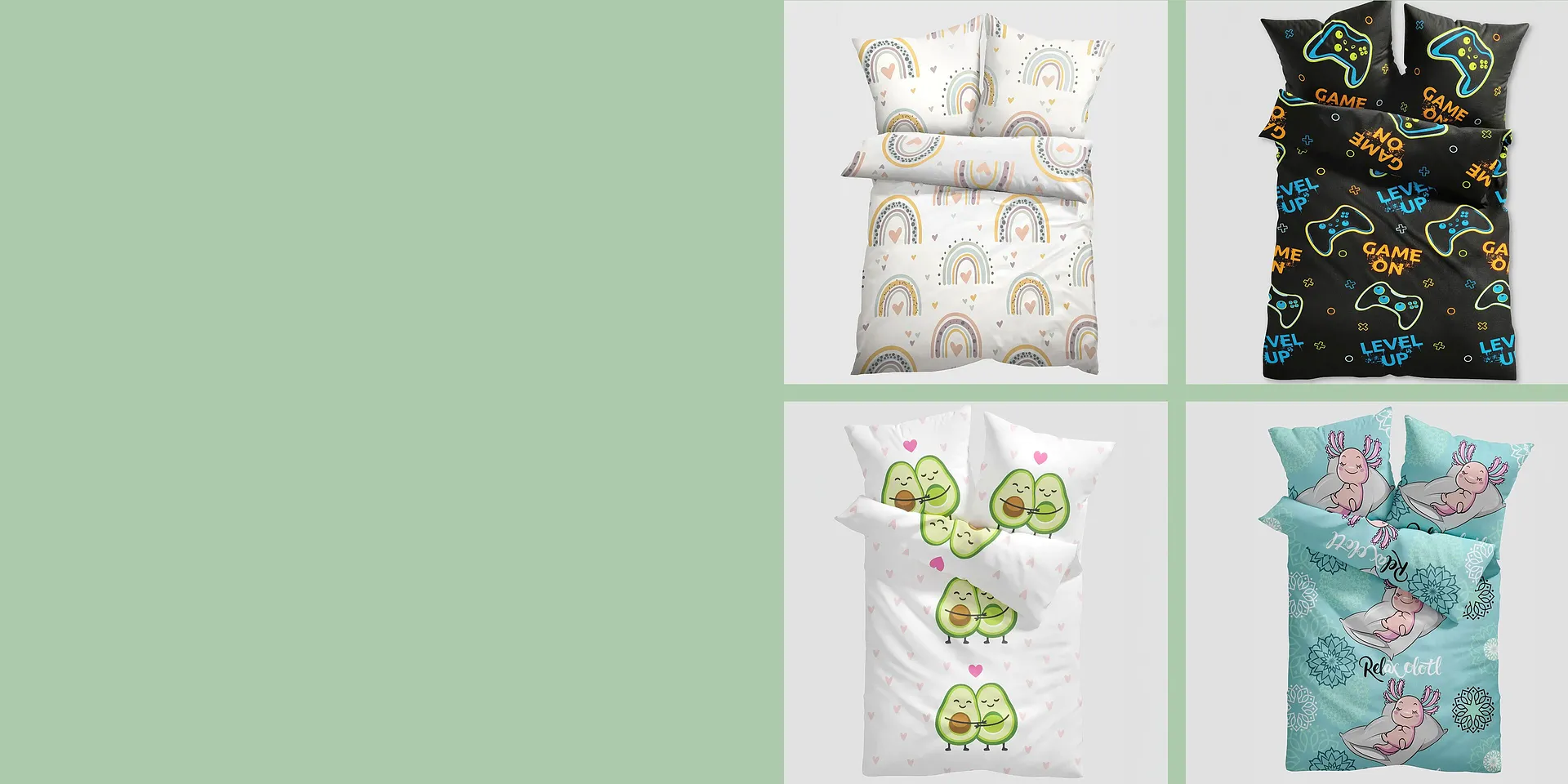 Biancheria da letto per bambini con motivi diversi