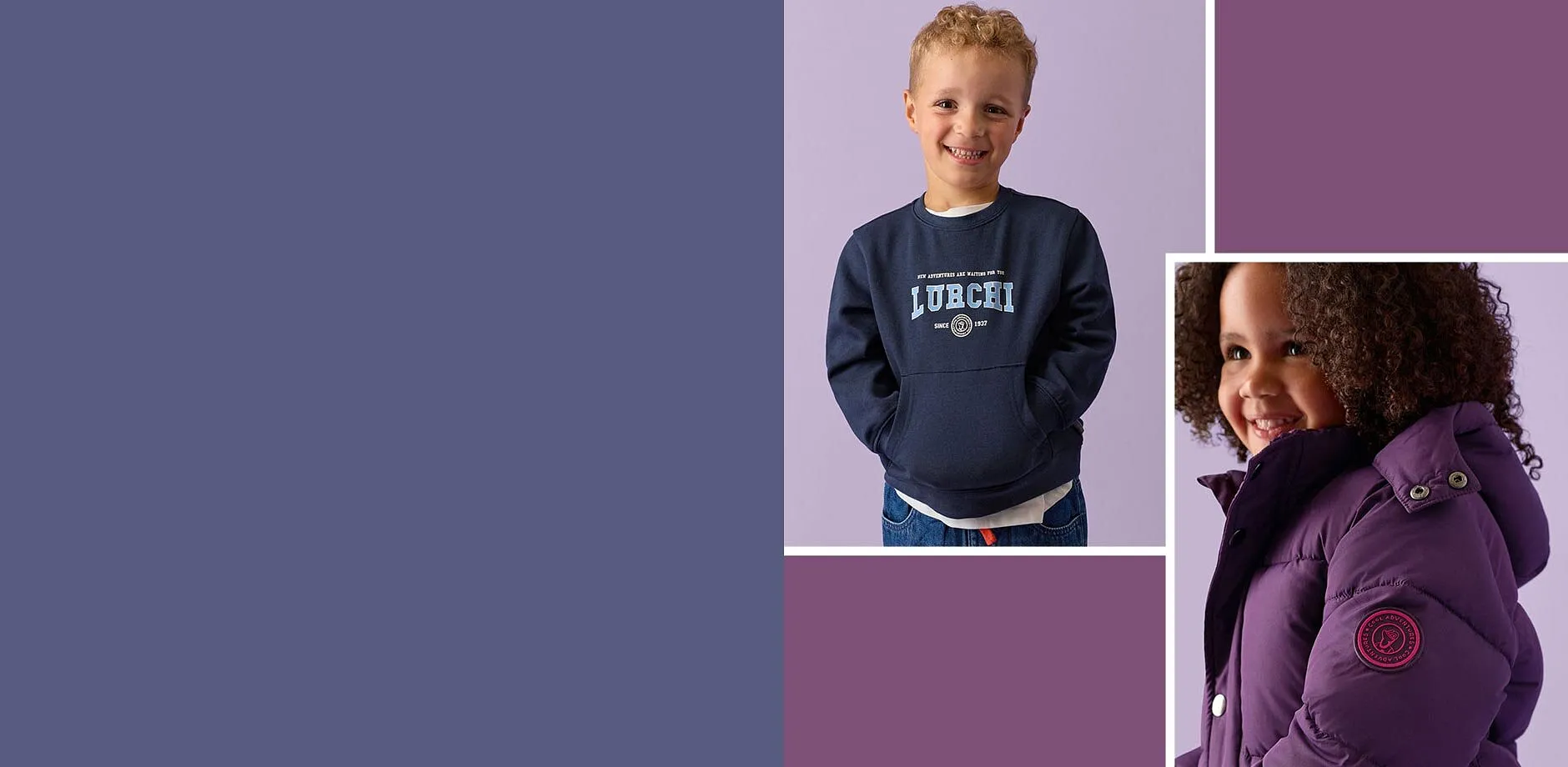 Ragazzo in jeans e maglione, ragazza con una calda giacca invernale.