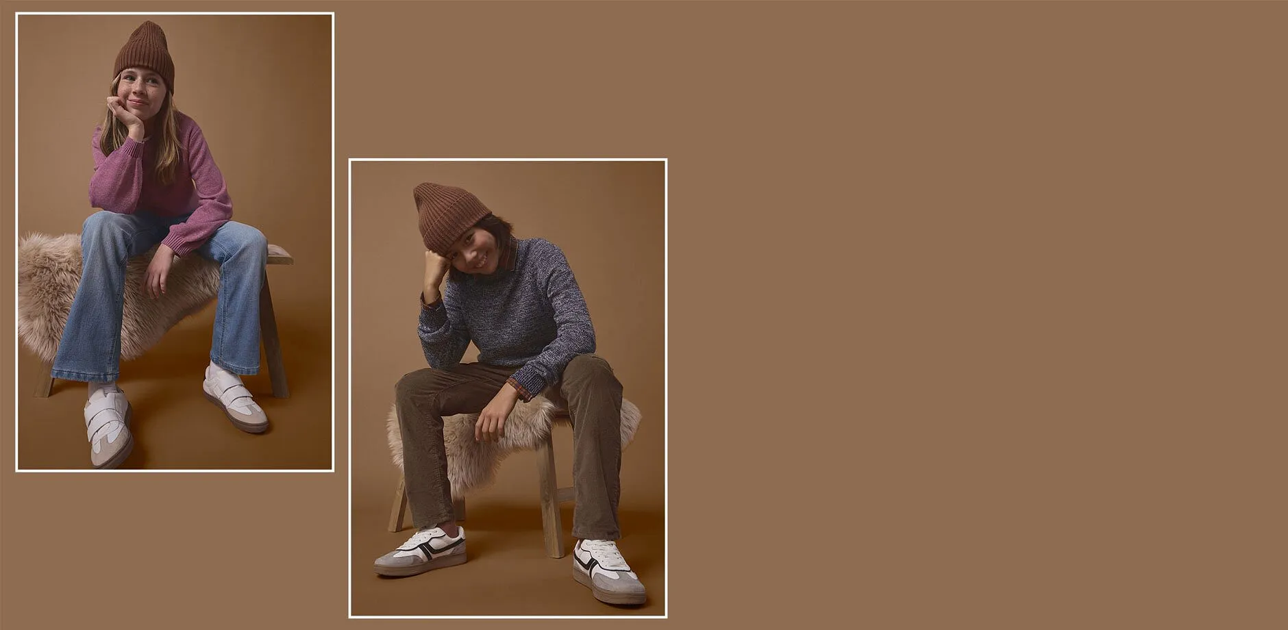 Cappellini alla moda, maglioni caldi, pantaloni comodi e sneakers di tendenza per giornate all&rsquo;insegna del relax.