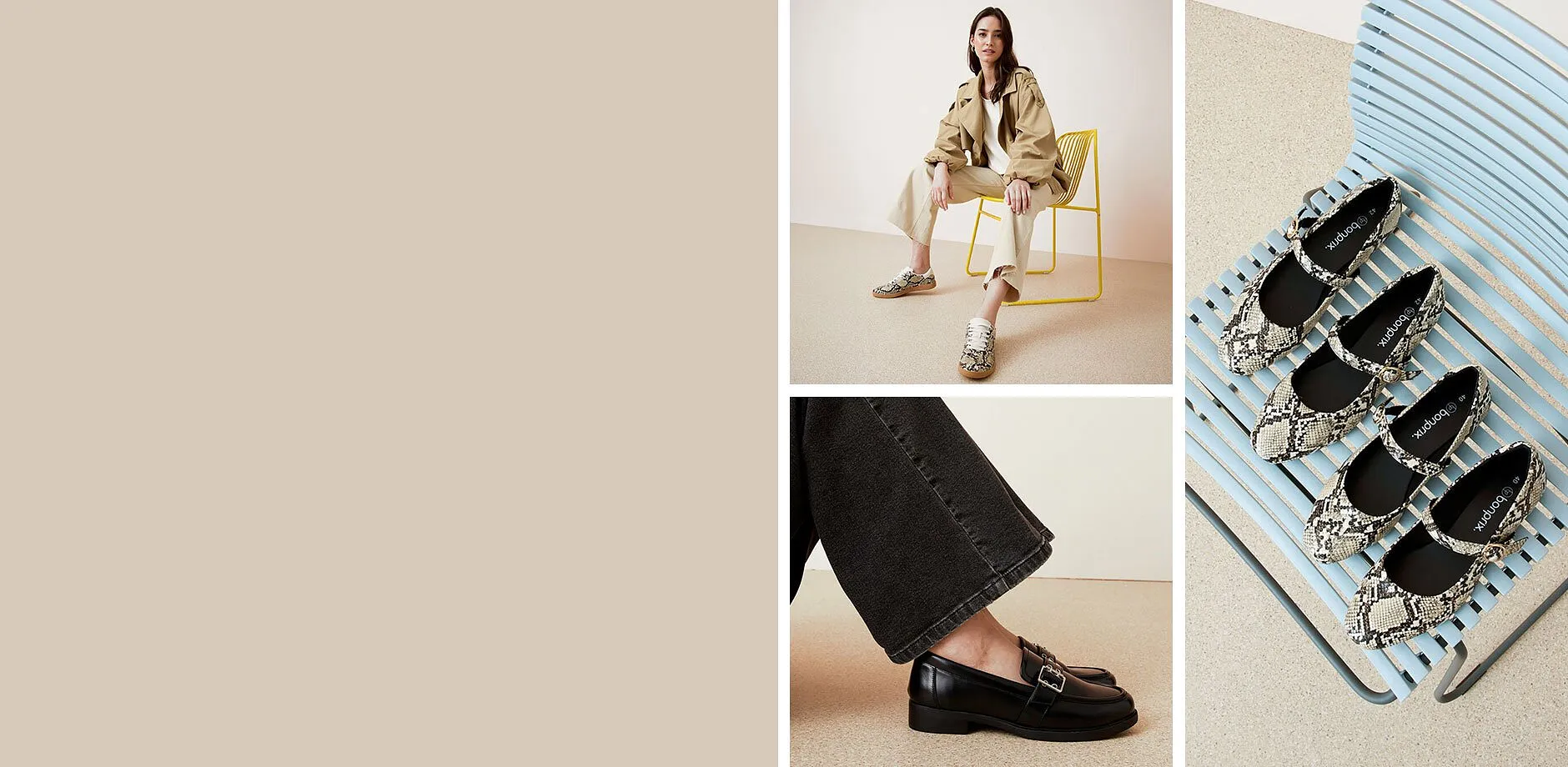 Sneaker casual, mocassini eleganti e ballerine fantasia.