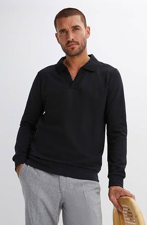 Uomo - Felpa con colletto da polo - Nero