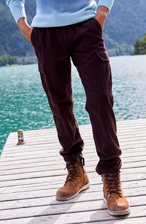 Uomo - Pantaloni termici con tasche cargo loose fit, straight - Marrone scuro