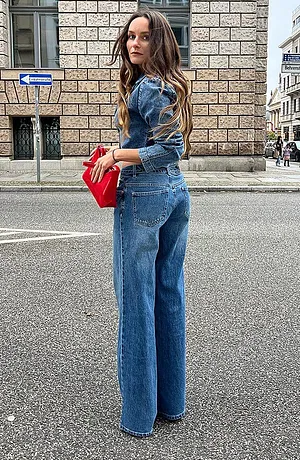 Donna - Blazer cropped in denim - Blu denim