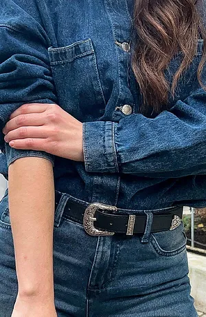 Donna - Giacca-camicia in jeans, oversize - blu scuro denim used