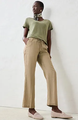 Donna - Maglia ampia in puro lino - Verde oliva