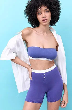 Donna - Reggiseno a fascia con cotone biologico (pacco da 2) - Blu notte + bianco