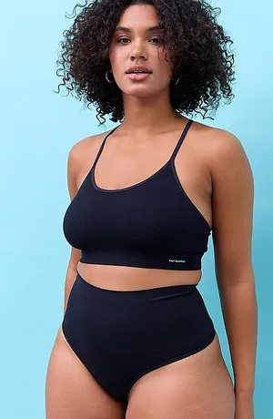 Donna - Bustier feel comfort senza cuciture con spalline incrociate dietro - Nero