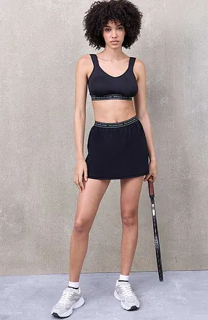 Donna - Gonna sportiva ultra leggera con shorts integrati - Nero