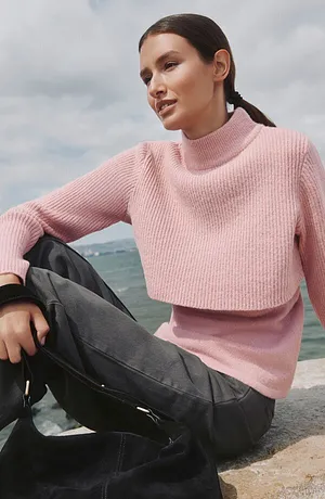 Di tendenza - Maglione a più strati - Rosa fumé / rosa chiaro