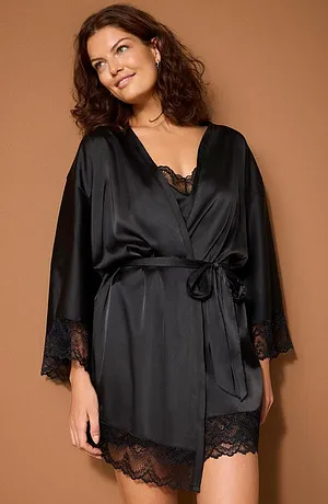 Donna - Kimono e négligé (set 2 pezzi) - Nero