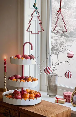Casa - Alzatina con simil bastoncino di zucchero - Bianco / rosso