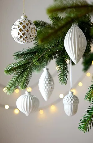 Casa - Palline di Natale (set 12 pezzi) - Bianco / color oro