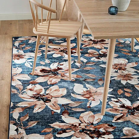 Casa & Giardino - Tappeto con motivo floreale - Blu