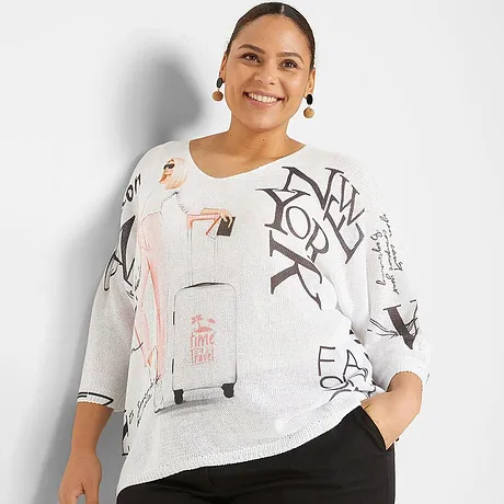 Maglione con motivo vistoso, dal taglio ampio per una vestibilità confortevole.