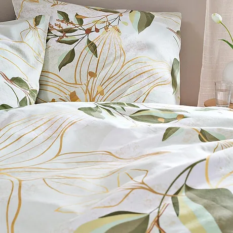 Casa - Biancheria da letto con fiori - Bianco / verde / color oro