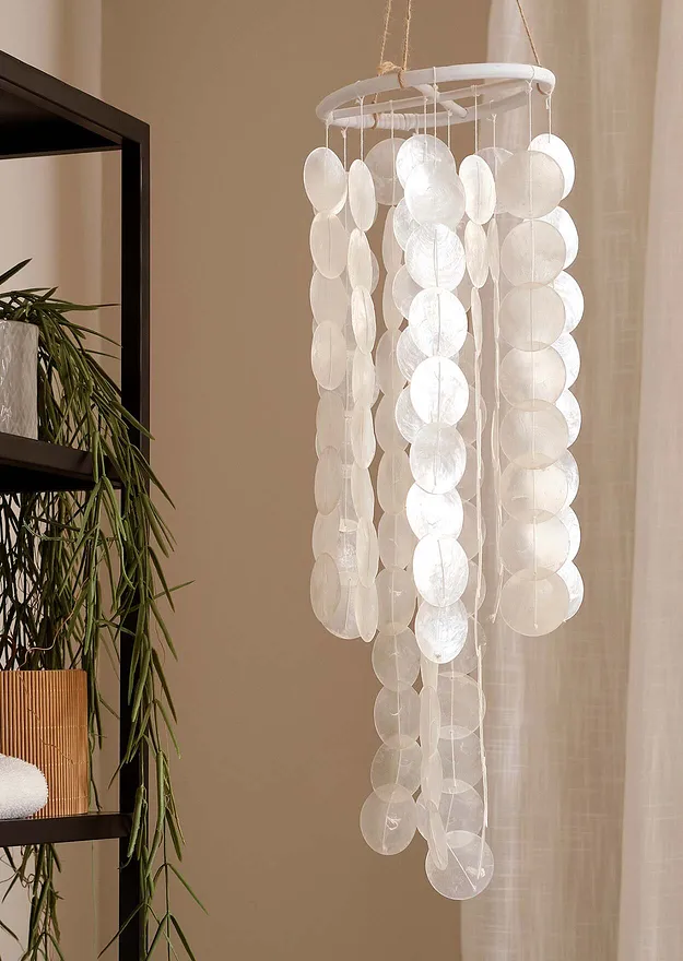 Casa - Sonaglio a vento con conchiglie capiz - Bianco