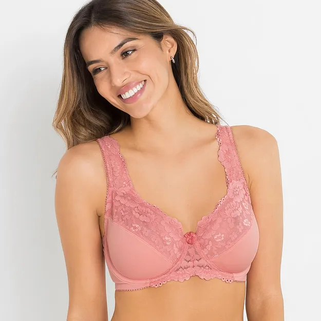 Reggiseno minimizer rosa tenue con pizzo delicato