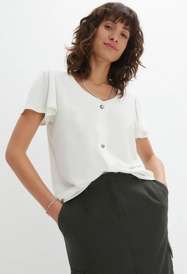 Di tendenza - Maglia con bottoni - Bianco panna