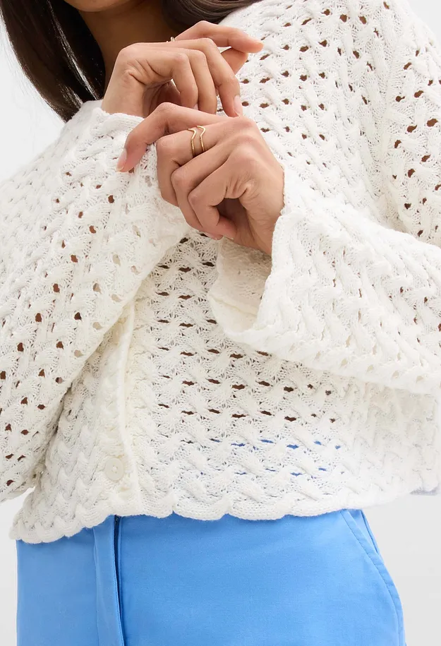 Di tendenza - Cardigan traforato - Bianco panna