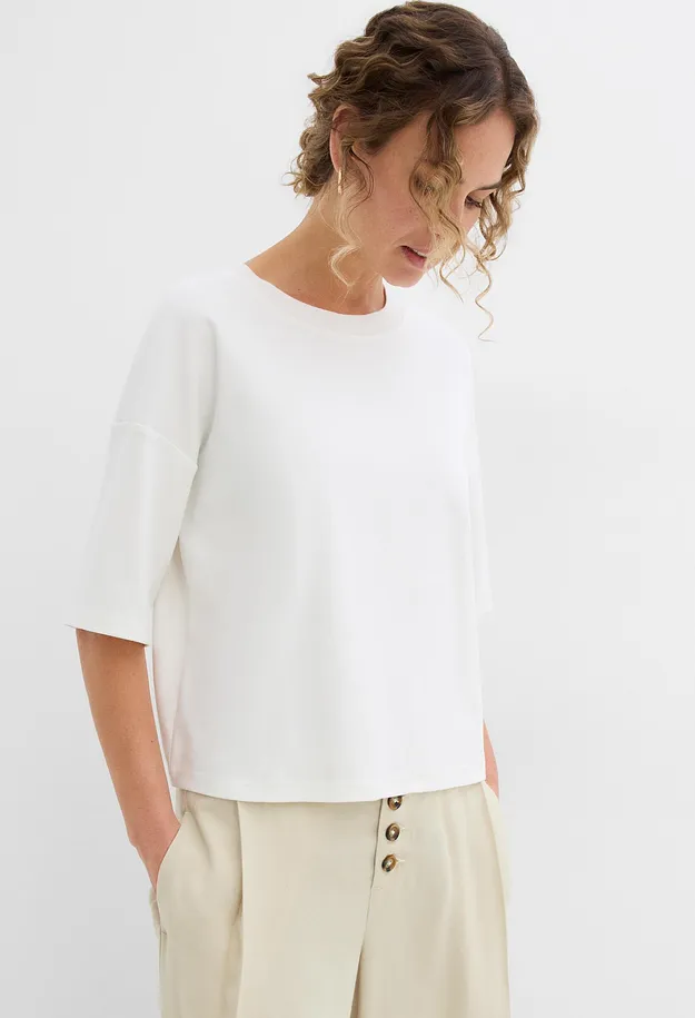 Di tendenza - T-shirt in puro cotone biologico - Bianco panna