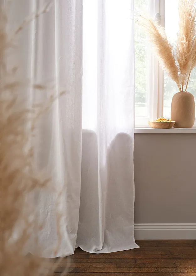 Casa & Giardino - Tenda in misto lino e cotone (pacco da 1) - Crema